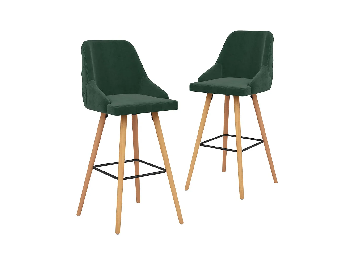 Tabourets de bar lot de 2 vert foncé velours