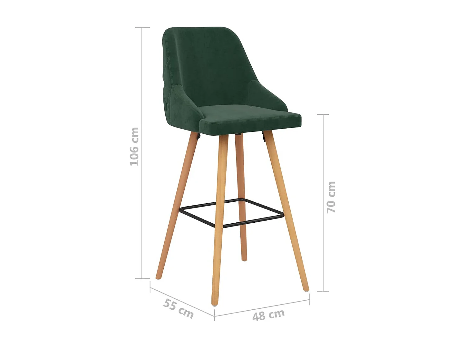 Tabourets de bar lot de 2 vert foncé velours