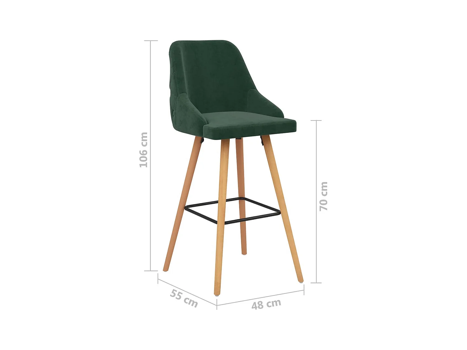 Tabourets de bar lot de 2 vert foncé velours