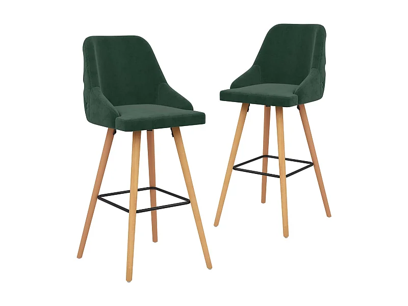 Tabourets de bar lot de 2 vert foncé velours