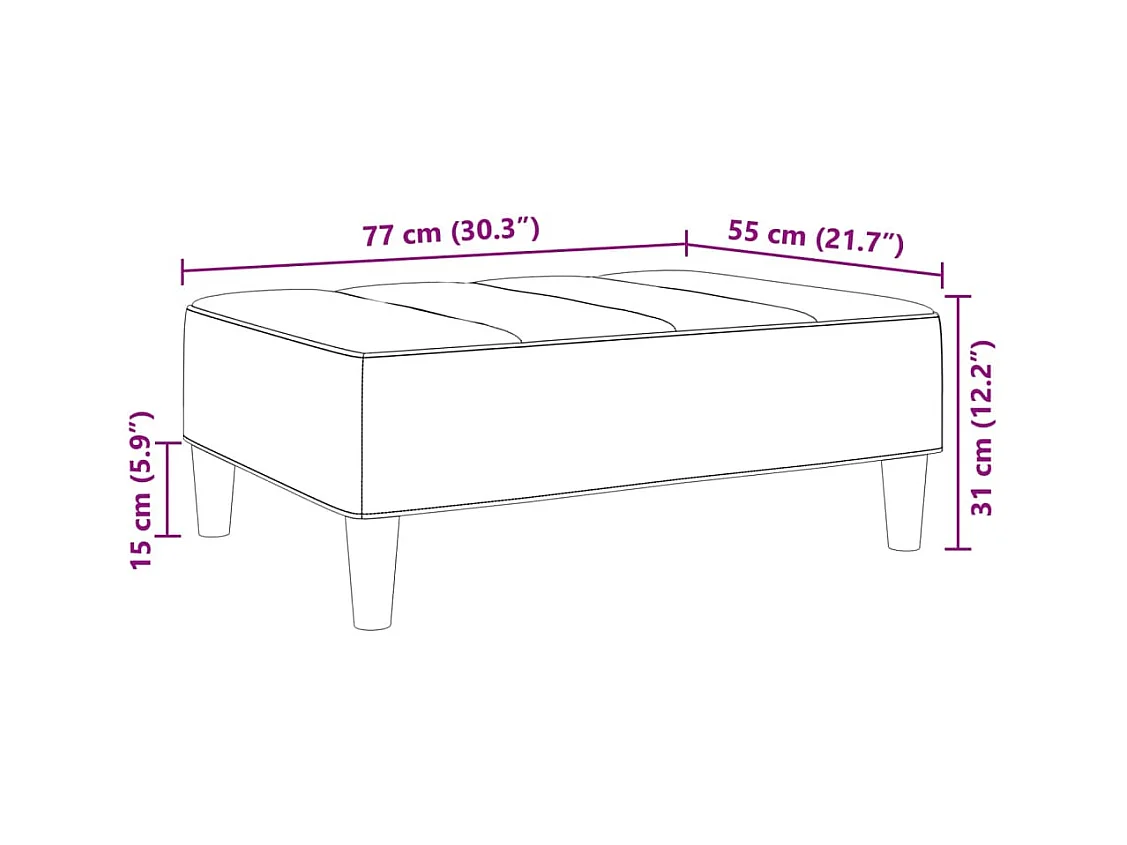 Voetenbank 77x55x31 cm stof donkergrijs