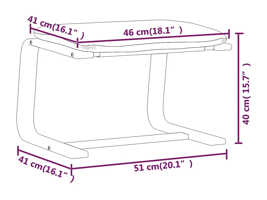Apoio de pés 51x41x40 cm tecido cinzento-claro