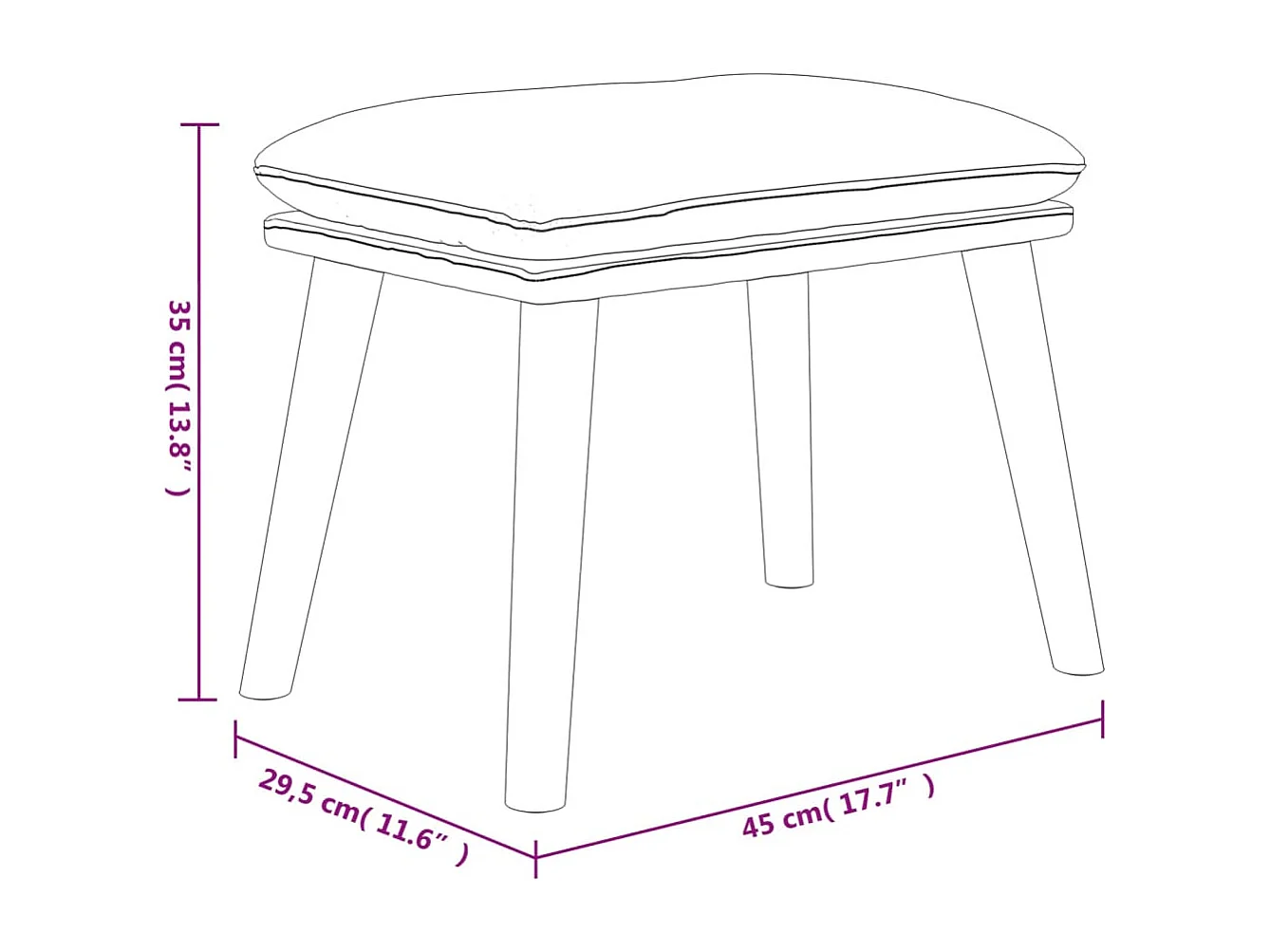 Fußhocker Grau 45x29,5x35 cm Kunstleder