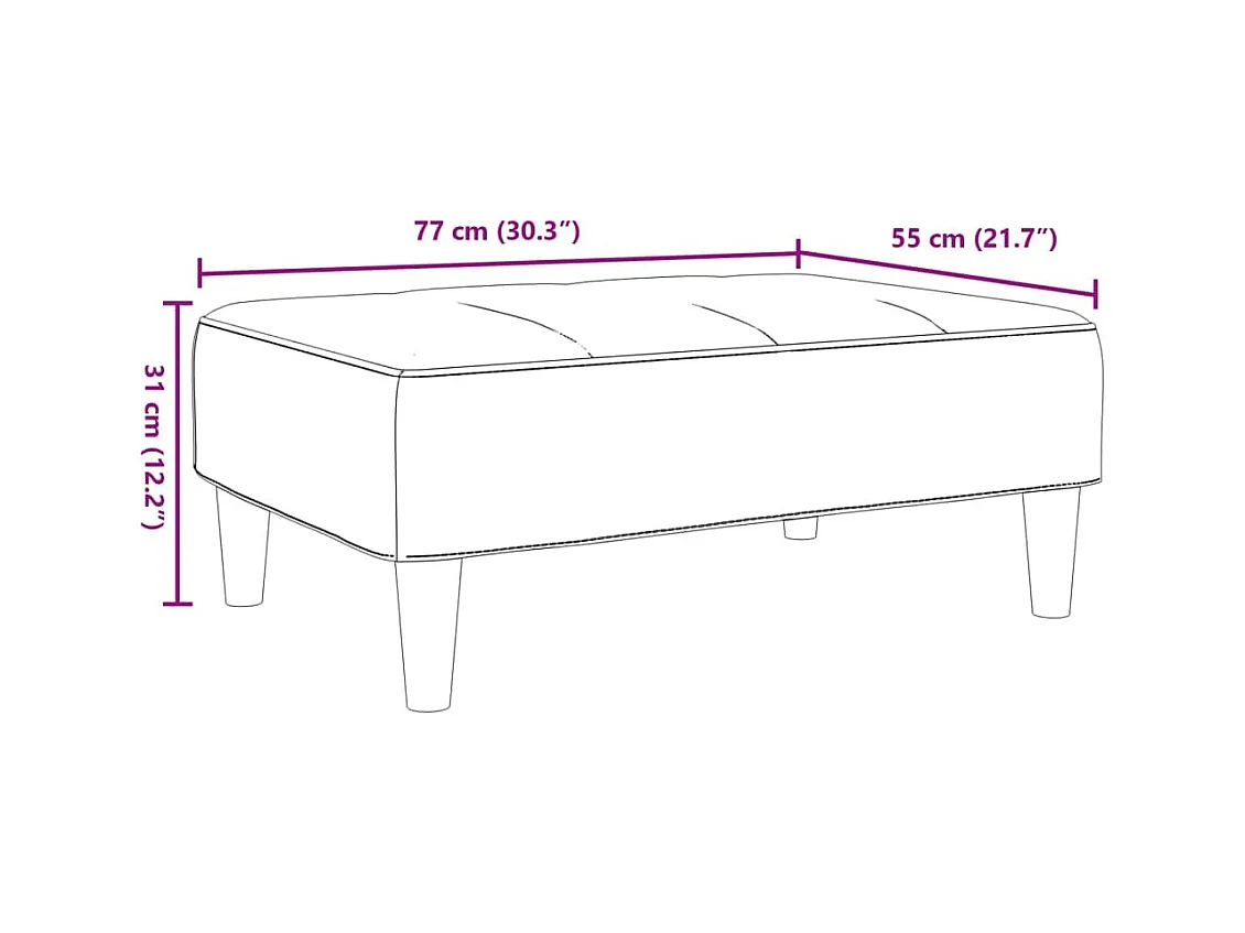 Repose-pied noir 77x55x31 cm velours