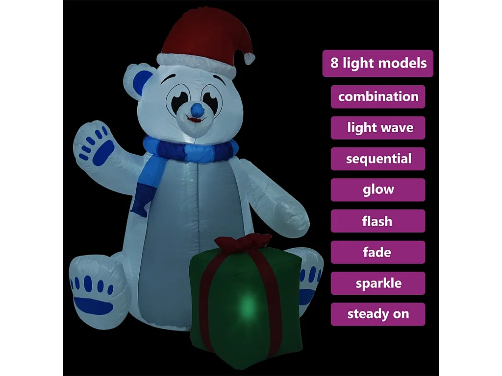 Ours polaire gonflable de Noël à LED pour Int/Ext 1,8 m