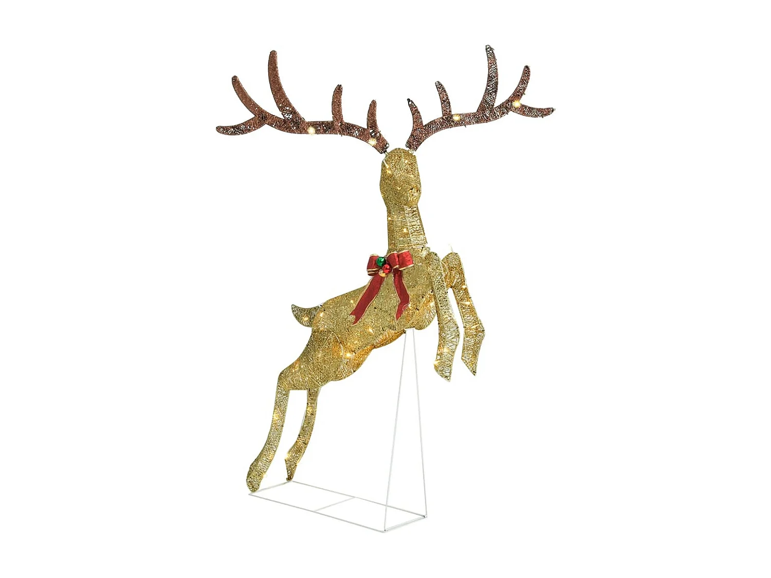 Rena voadora de Natal decorativa 120 LEDs branco quente dourado