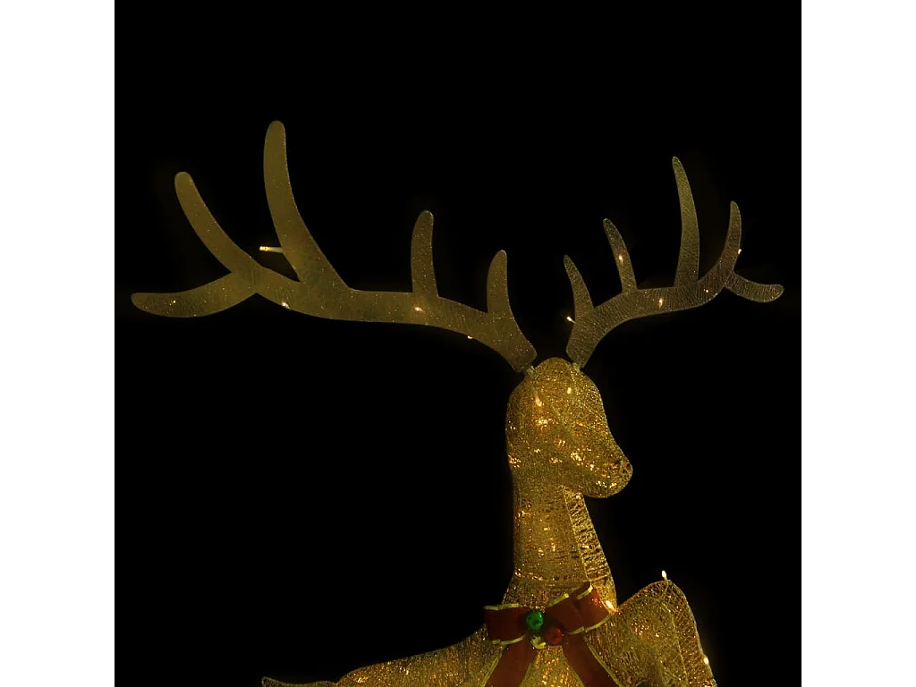 Rena voadora de Natal decorativa 120 LEDs branco quente dourado