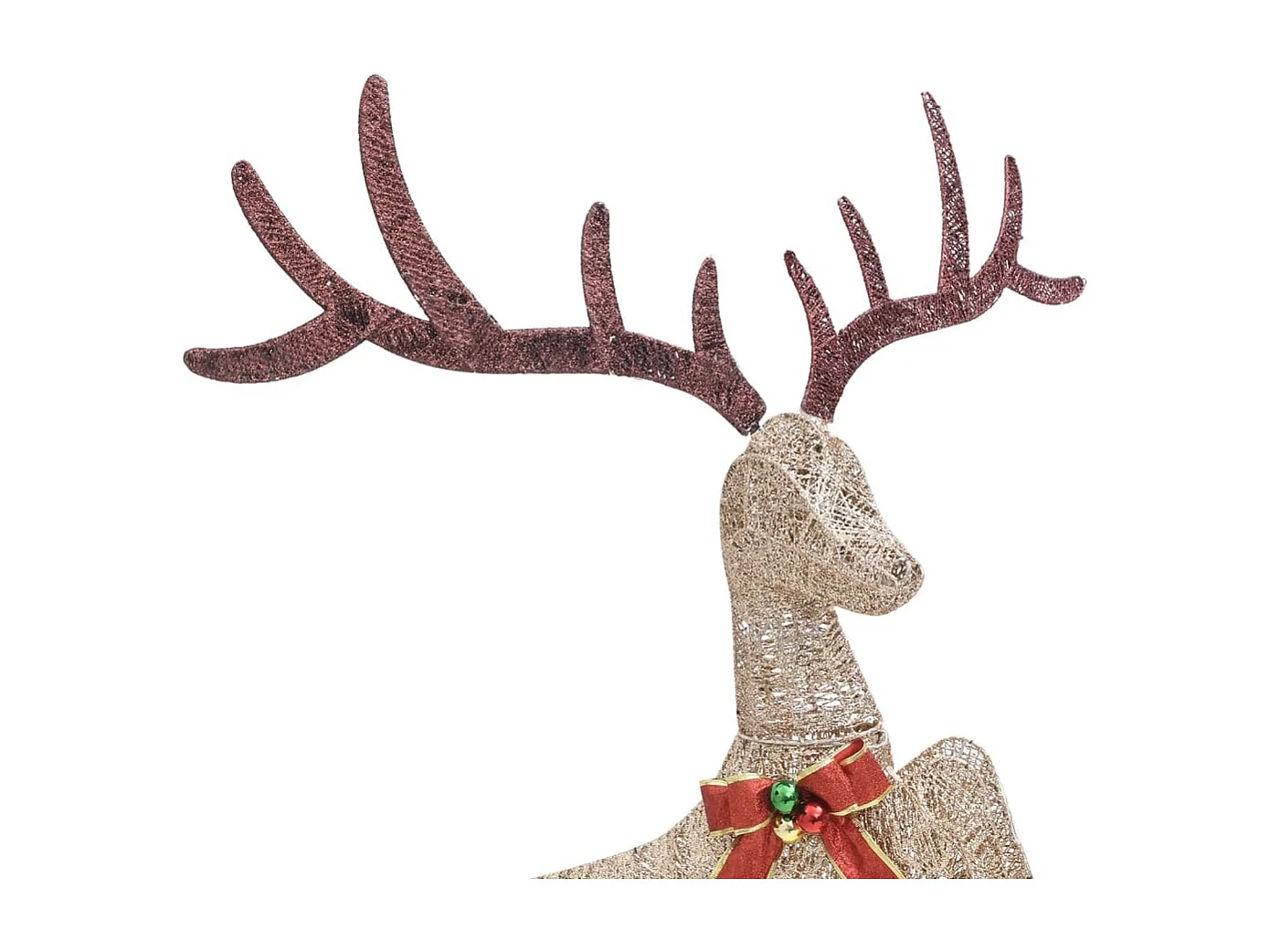 Rena voadora de Natal decorativa 120 LEDs branco quente dourado