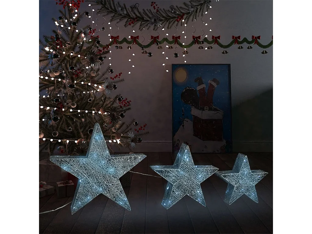 Étoile de décoration de Noël 3 pcs LED Extérieur Intérieur