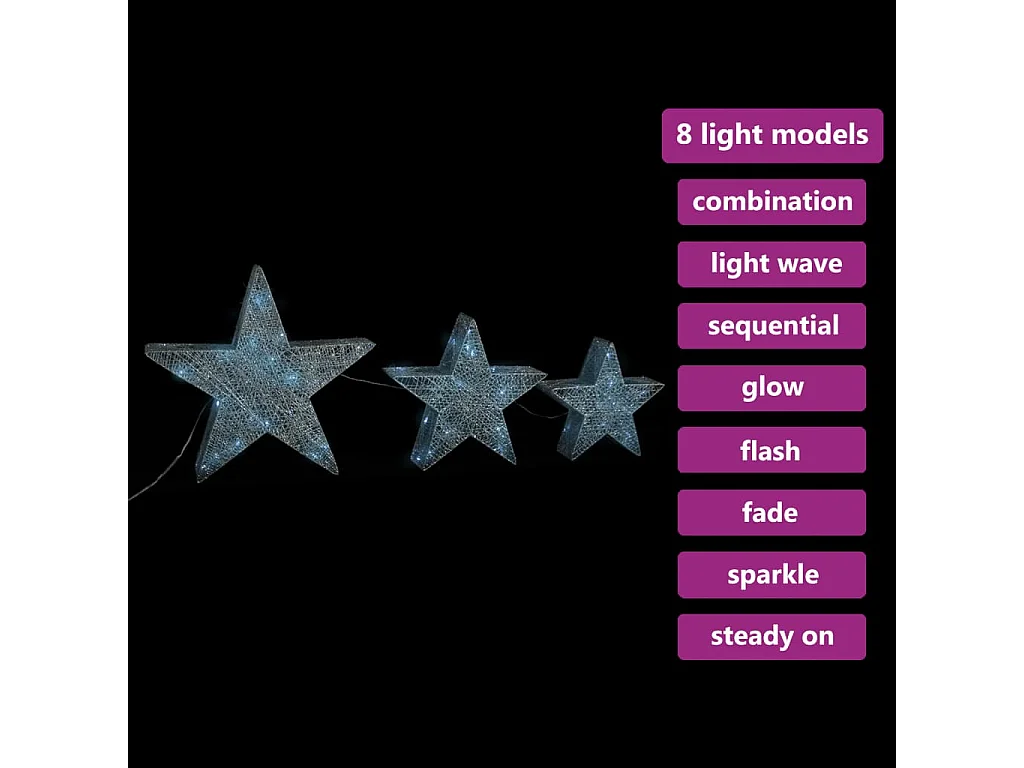 Étoile de décoration de Noël 3 pcs LED Extérieur Intérieur