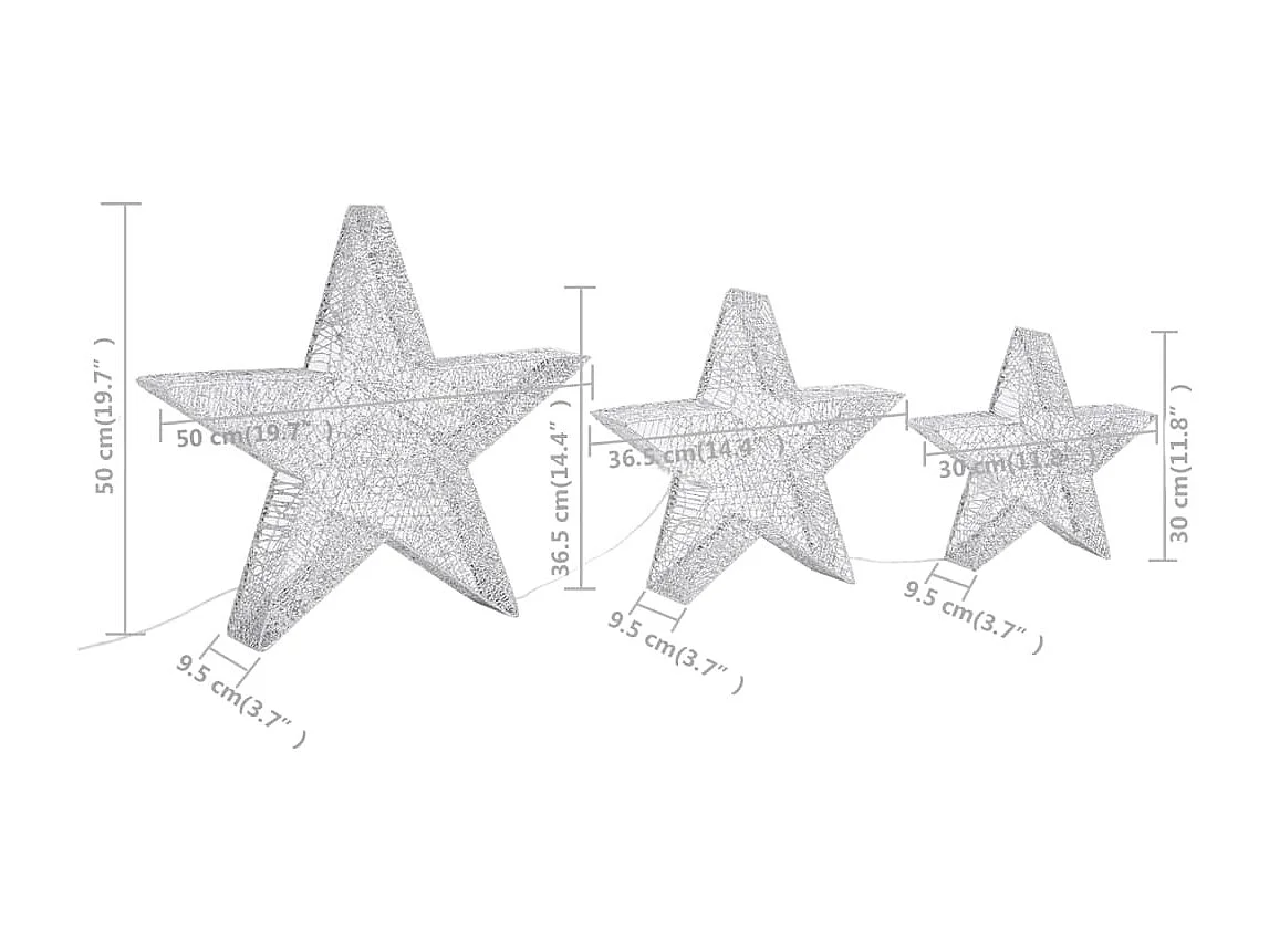 Étoile de décoration de Noël 3 pcs LED Extérieur Intérieur