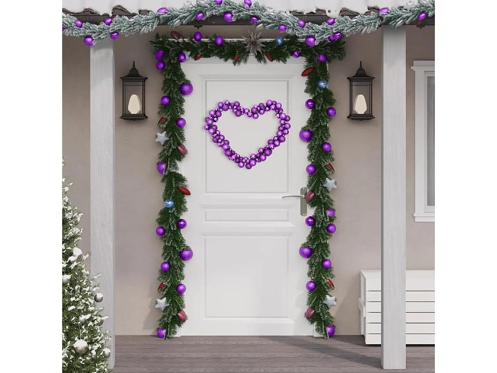 Grinalda de Natal com bolas 175 cm poliestireno roxo