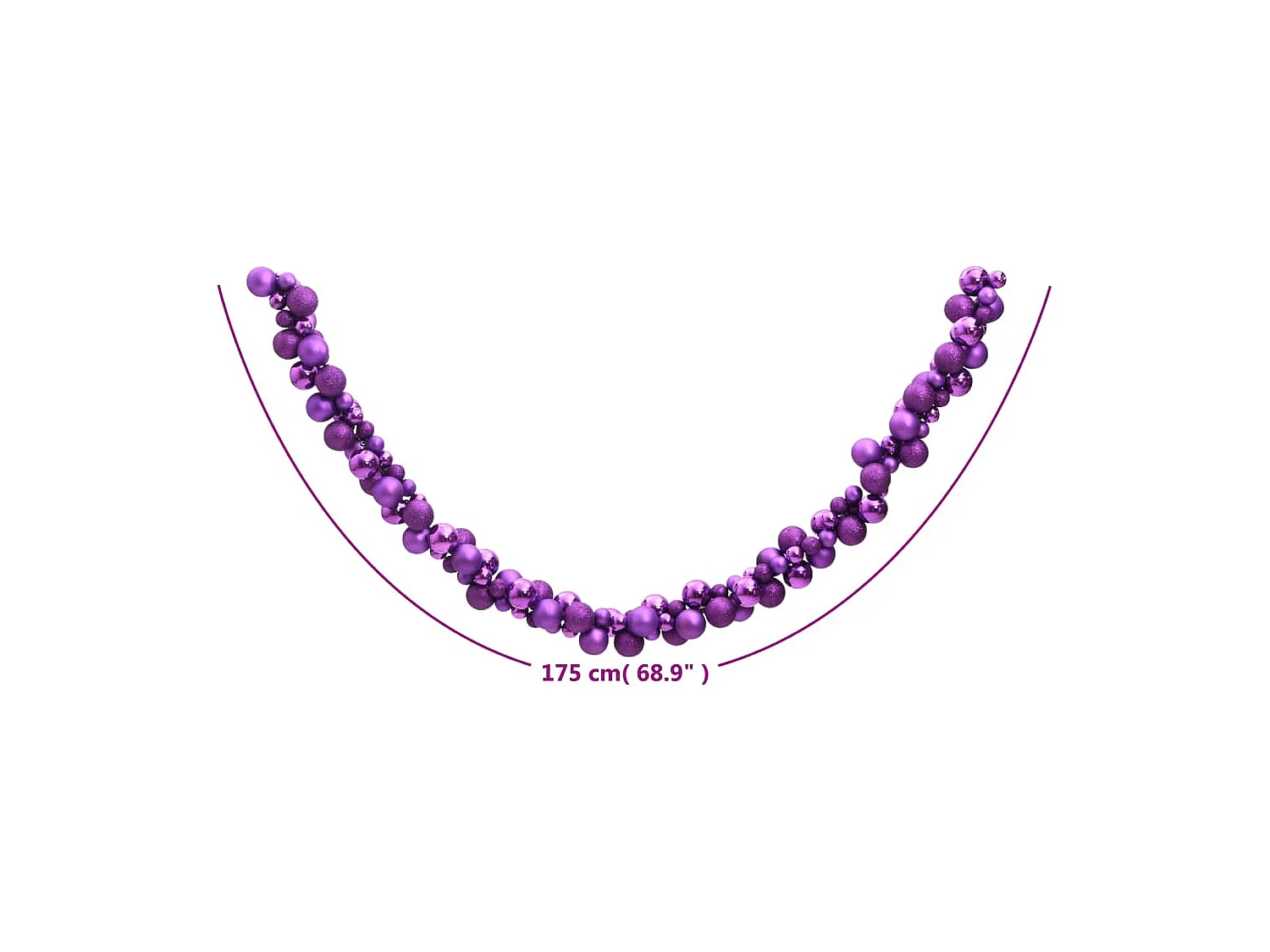 Grinalda de Natal com bolas 175 cm poliestireno roxo