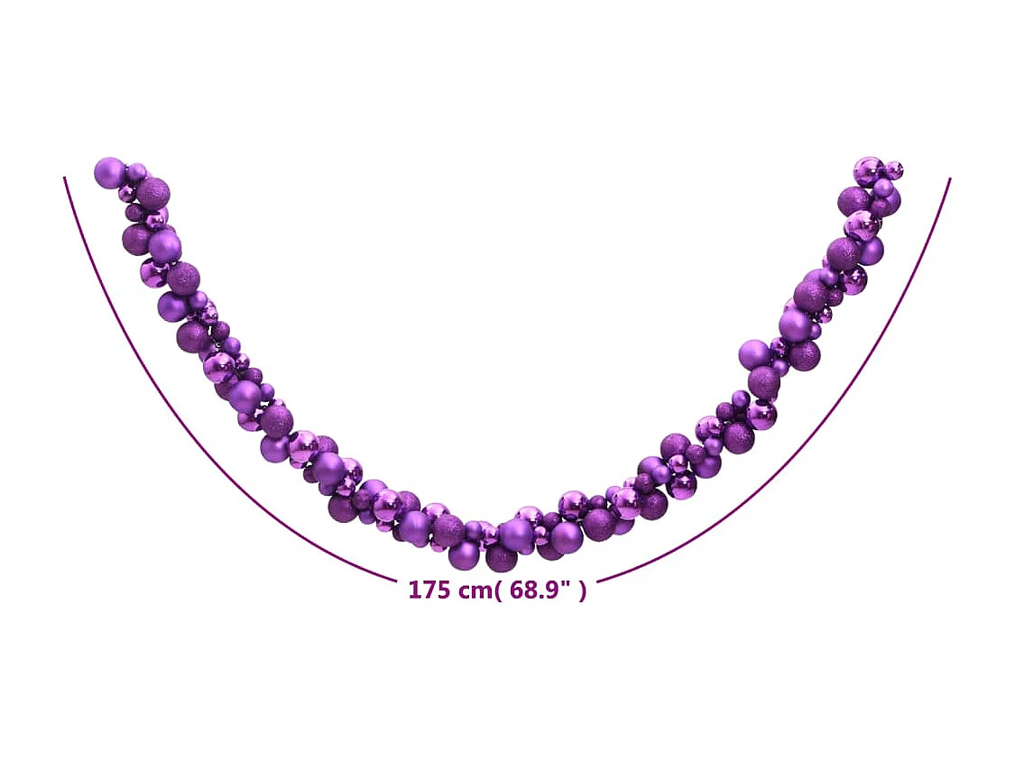 Grinalda de Natal com bolas 175 cm poliestireno roxo