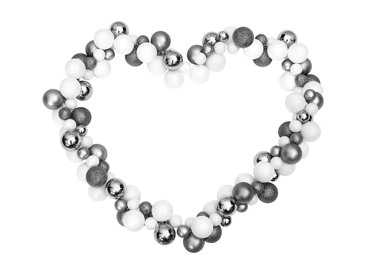 Corona de bolas de Navidad poliestireno blanco y gris 175 cm