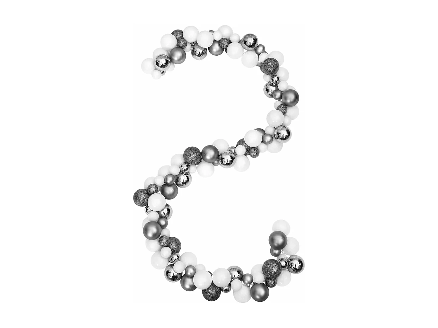 Corona de bolas de Navidad poliestireno blanco y gris 175 cm