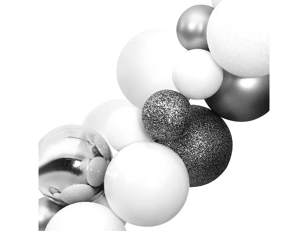 Corona de bolas de Navidad poliestireno blanco y gris 175 cm