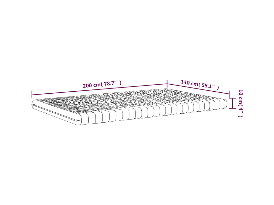 Matelas en mousse blanc 140x200 cm 7 zones dureté 20 ILD