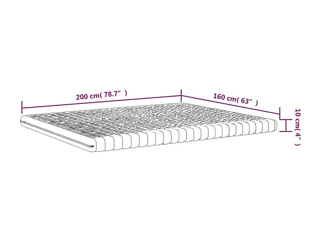 Matelas en mousse blanc 160x200 cm 7 zones dureté 20 ILD
