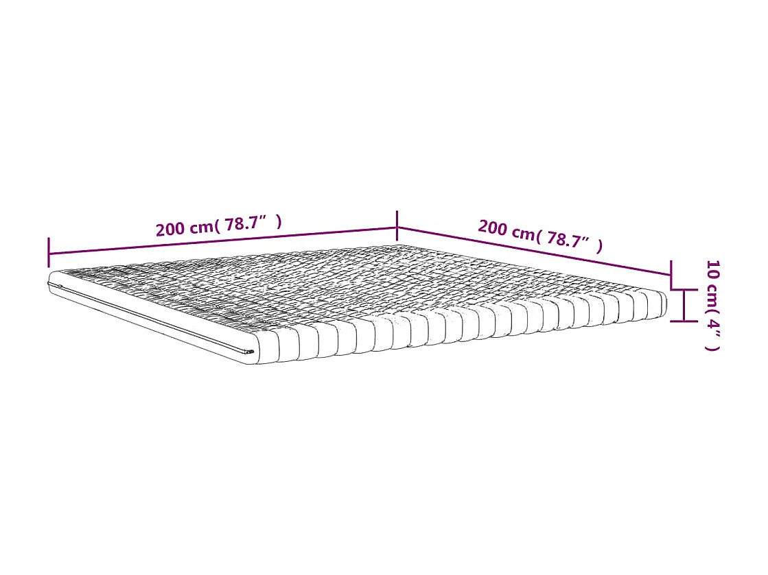 Matelas en mousse blanc 200x200 cm 7 zones dureté 20 ILD