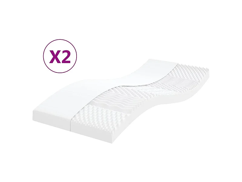 Matelas en mousse 2 pcs blanc 80x200 cm 7 zones dureté 20 ILD