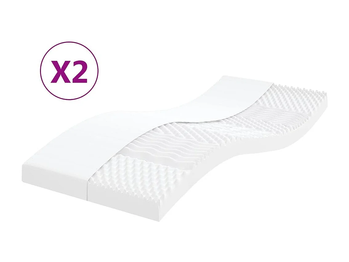 Matelas en mousse 2 pcs blanc 80x200 cm 7 zones dureté 20 ILD