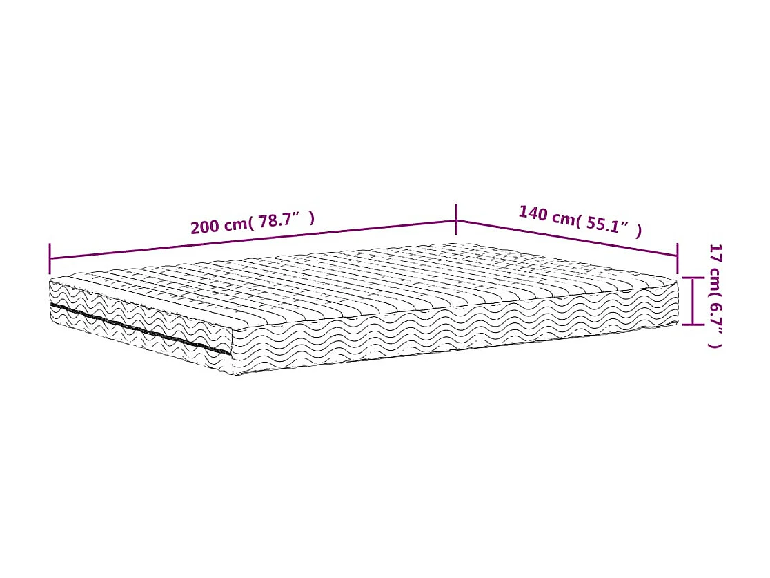 Matelas en mousse blanc 140x200 cm dureté H2 H3