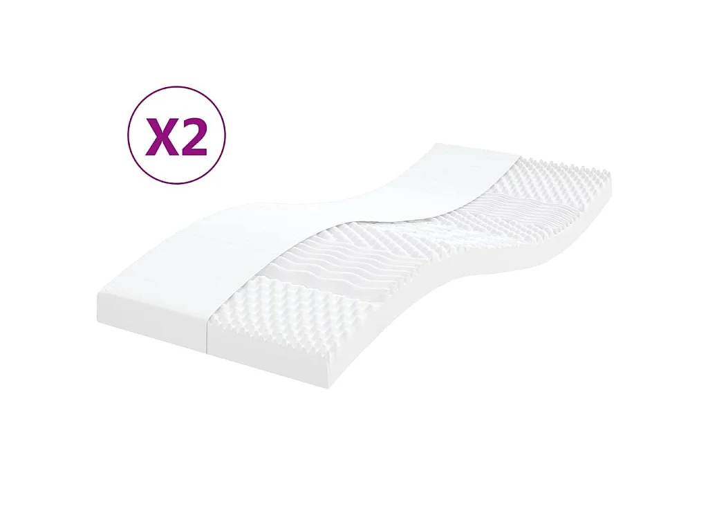Matelas en mousse 2 pcs blanc 90x190 cm 7 zones dureté 20 ILD