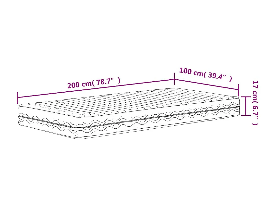 Colchão de espuma 100x200 cm dureza H2 H3 branco