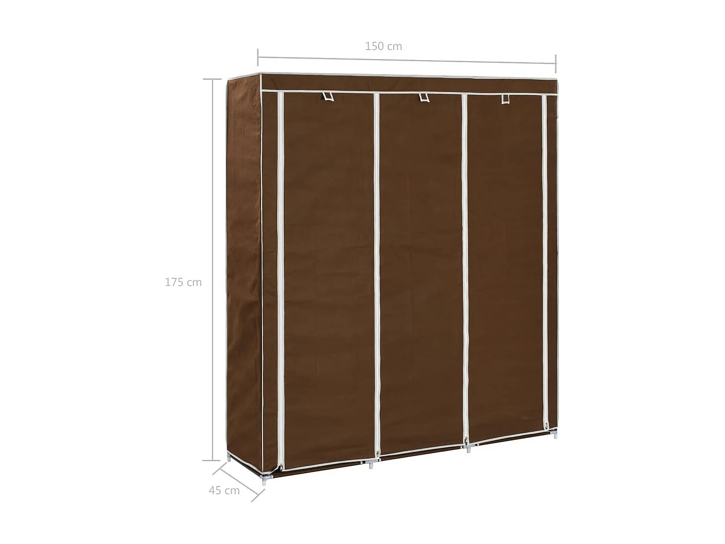 Kleiderschrank mit Fächern und Stangen Braun 150x45x175cm Stoff