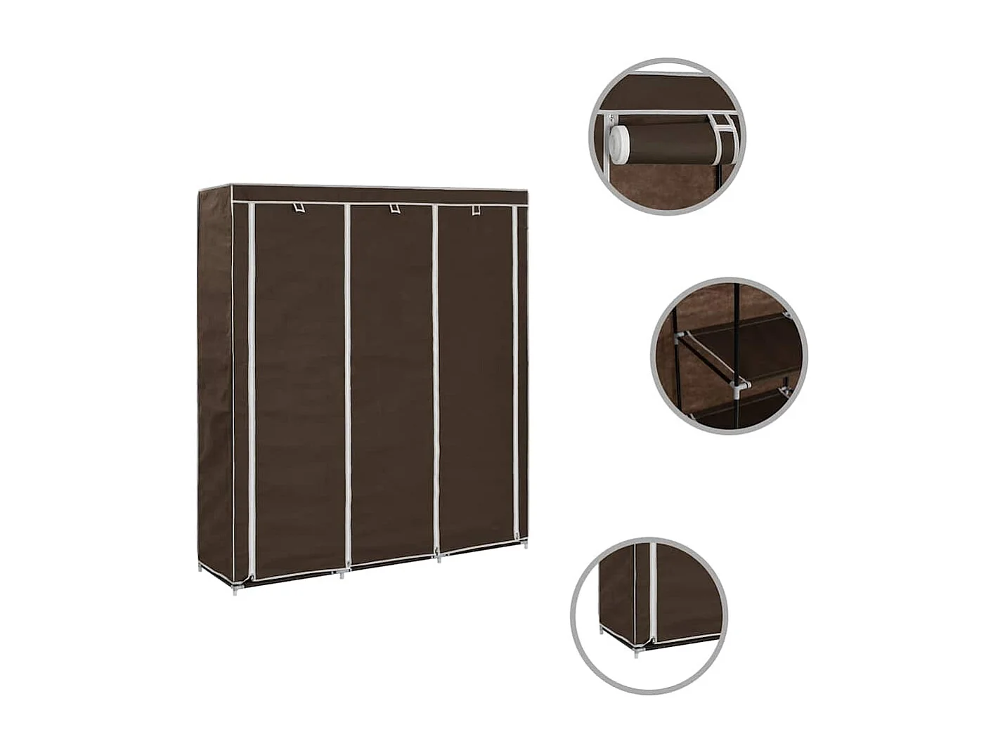 Armoire avec compartiments et barres Marron 150x45x175 cm Tissu