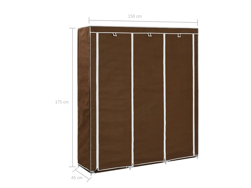 Armadio con Scomparti e Aste Marrone 150x45x175 cm in Tessuto