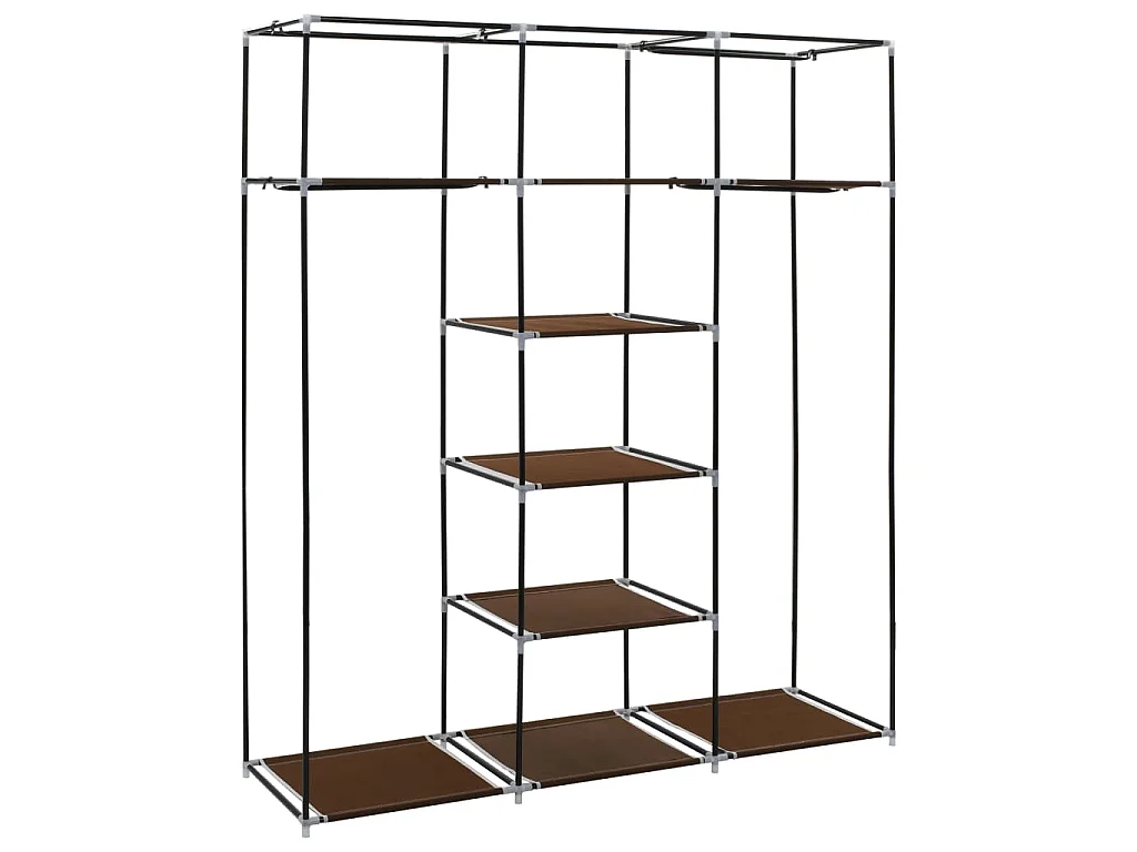 Armadio con Scomparti e Aste Marrone 150x45x175 cm in Tessuto