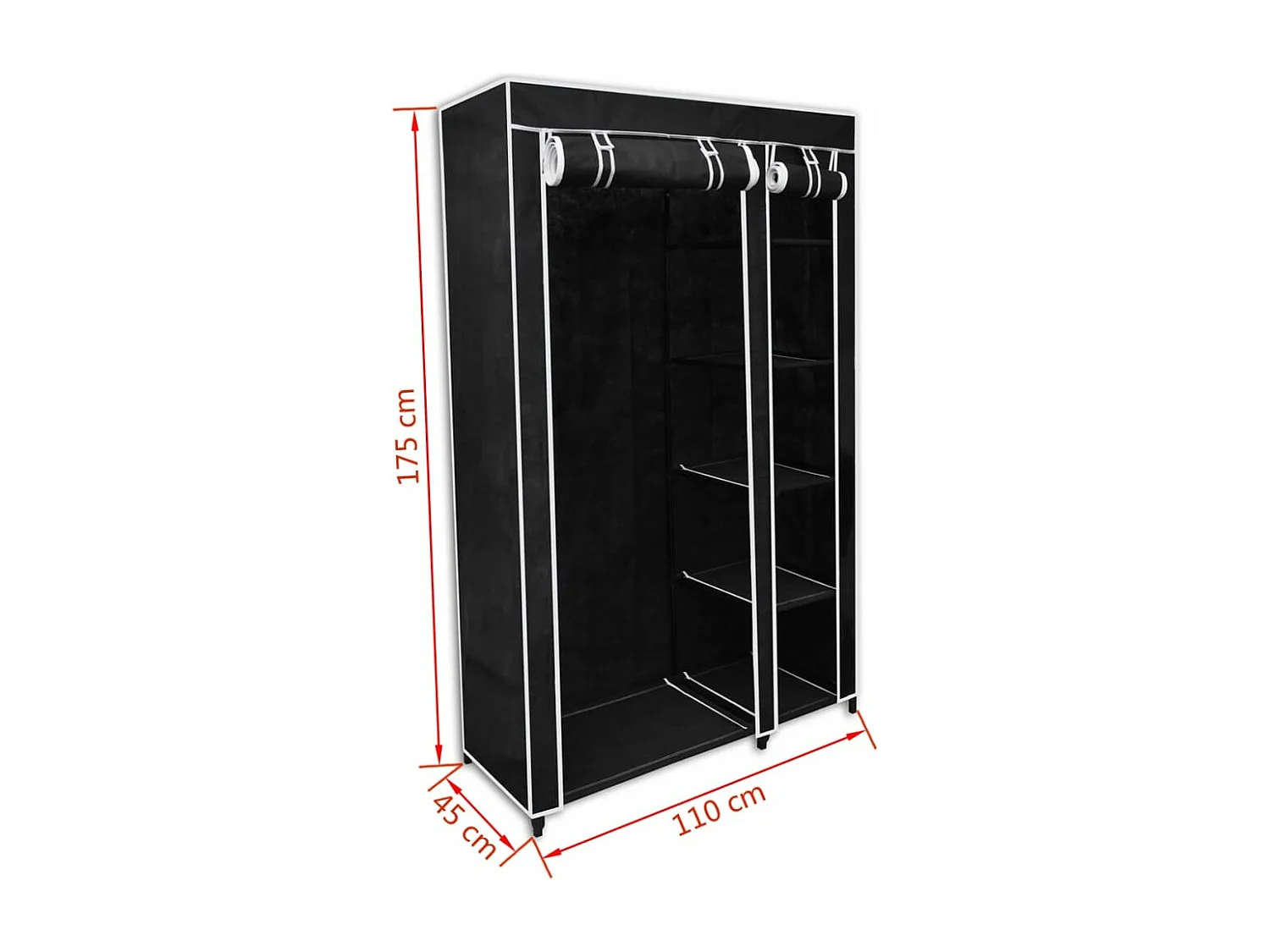 Kledingkast opvouwbaar 110x45x175 cm zwart