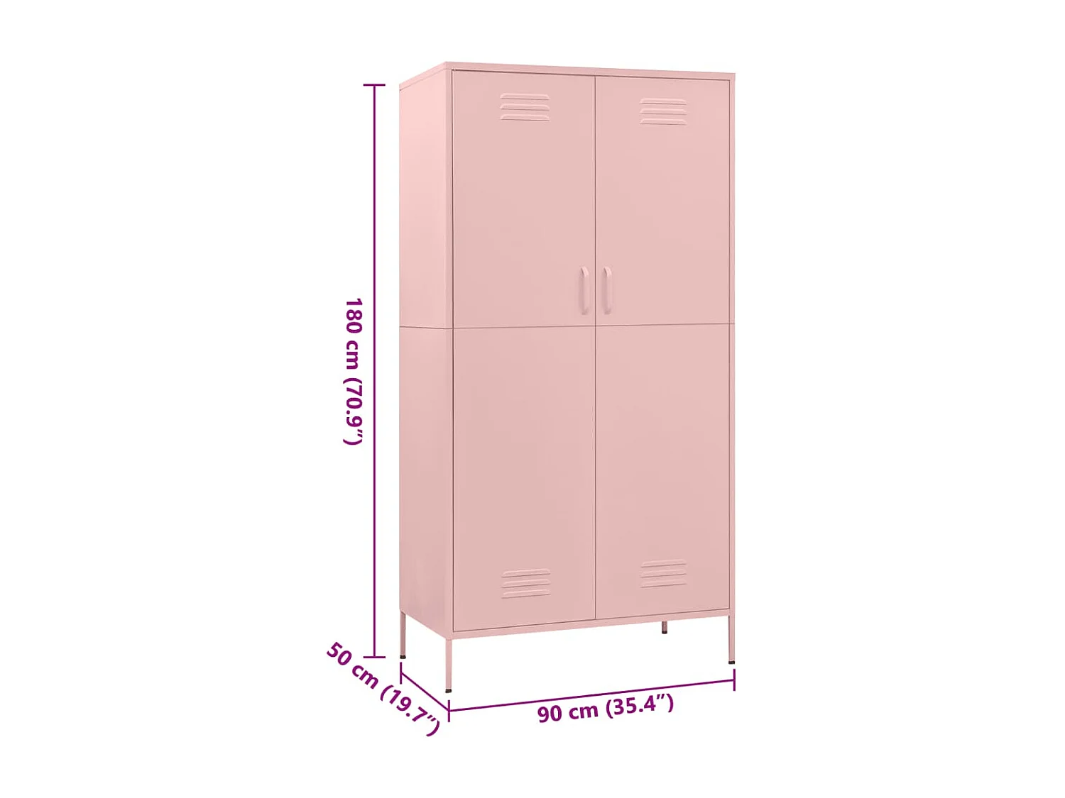 Armadio Rosa 90x50x180 cm in Acciaio