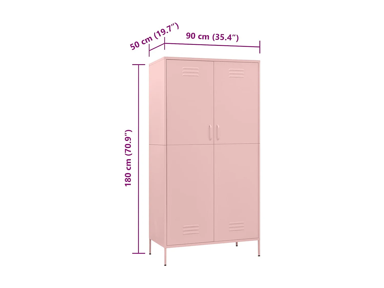 Garde-robe Rose 90x50x180 cm Acier