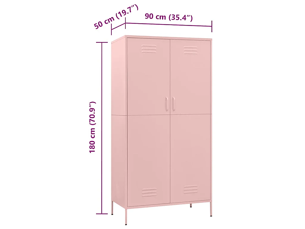 Kleiderschrank Rosa 90x50x180 cm Stahl