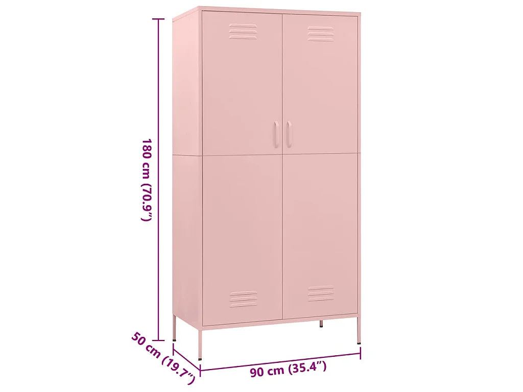 Kleiderschrank Rosa 90x50x180 cm Stahl