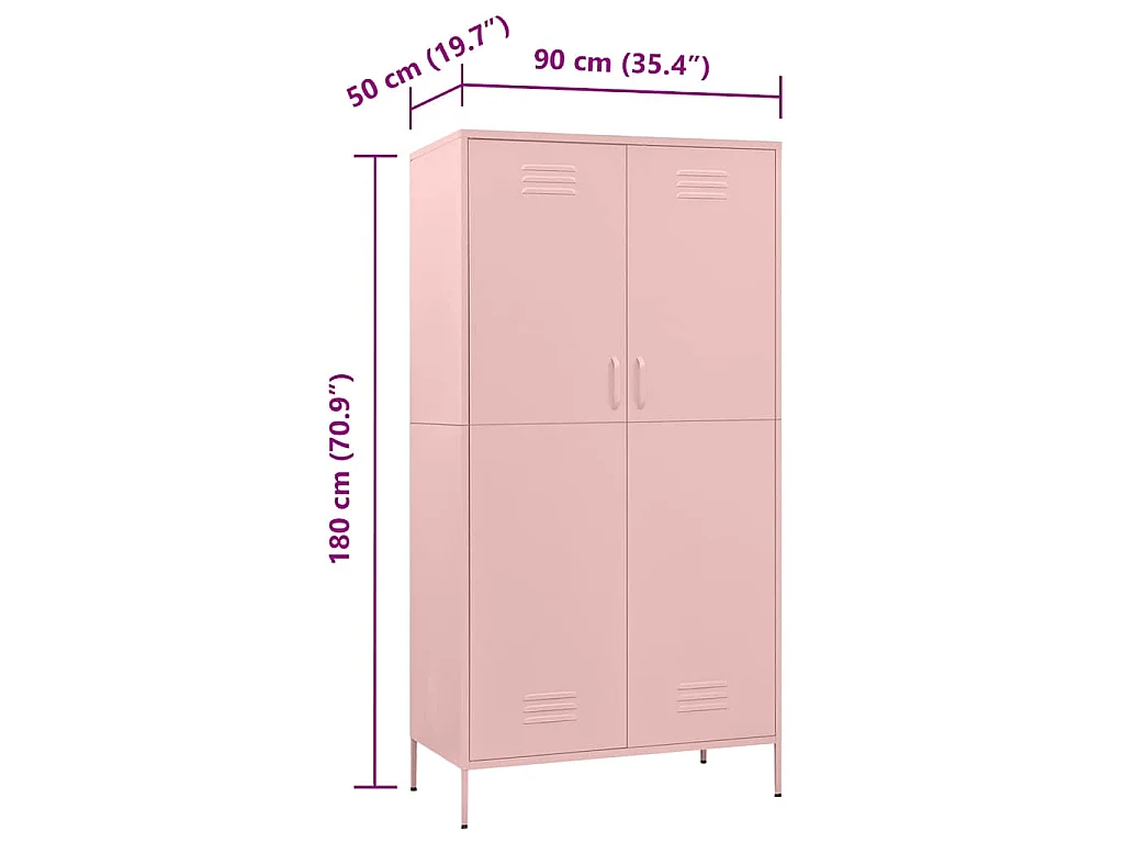 Garde-robe Rose 90x50x180 cm Acier