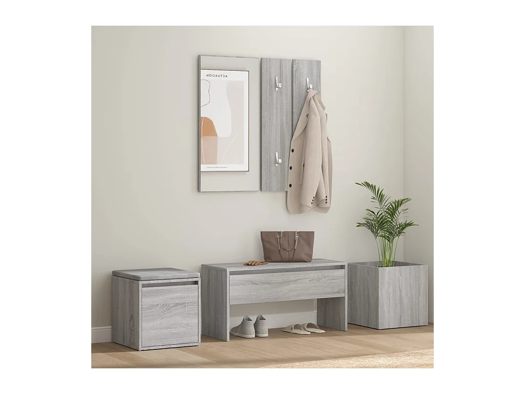 Garderoben-Set Grau Sonoma Holzwerkstoff