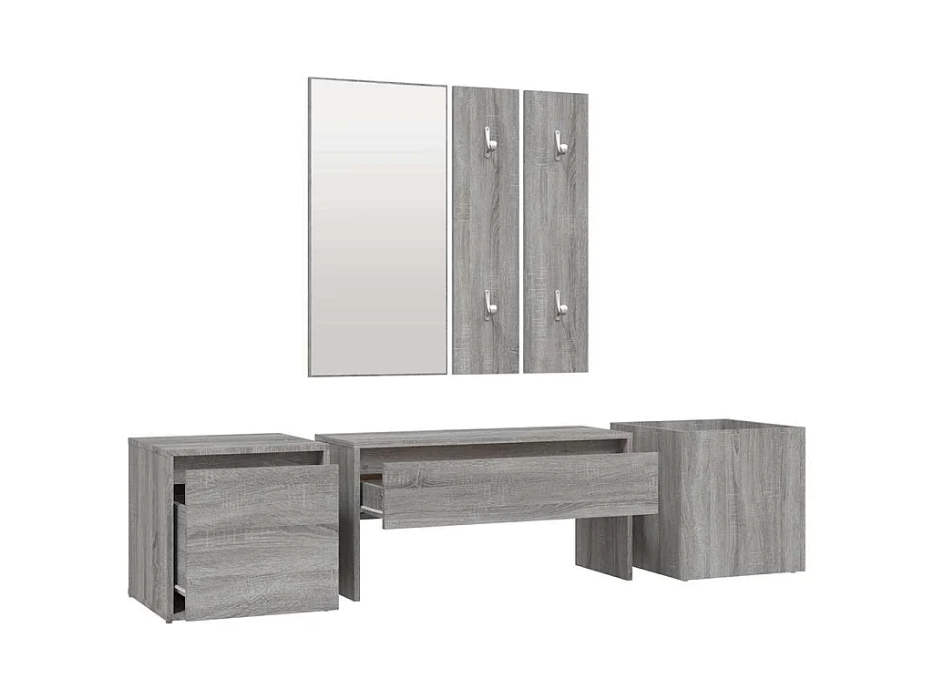 Garderoben-Set Grau Sonoma Holzwerkstoff