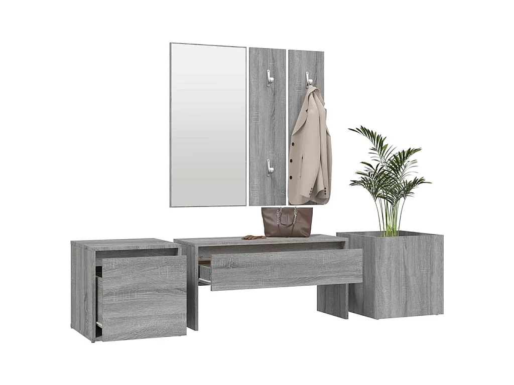 Garderoben-Set Grau Sonoma Holzwerkstoff