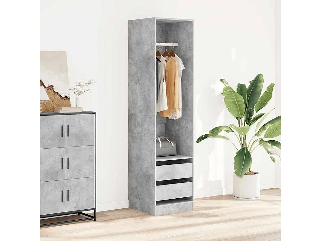 Kleiderschrank Schubladen Betongrau 50x50x200cm Holzwerkstoff