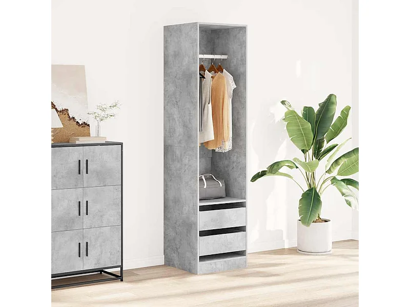 Armario con cajones de contrachapada gris hormigón 50x50x200 cm