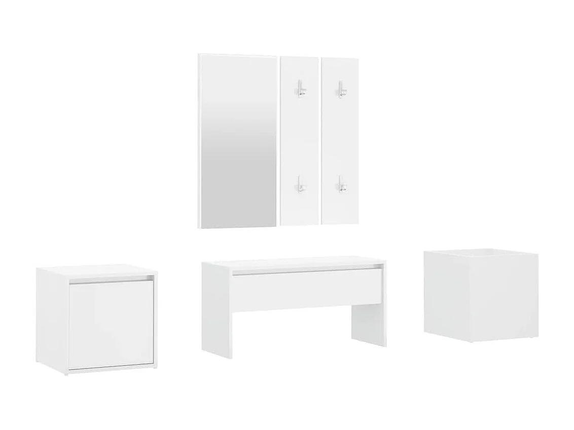 Ensemble de meubles de couloir Blanc brillant Bois d'ingénierie