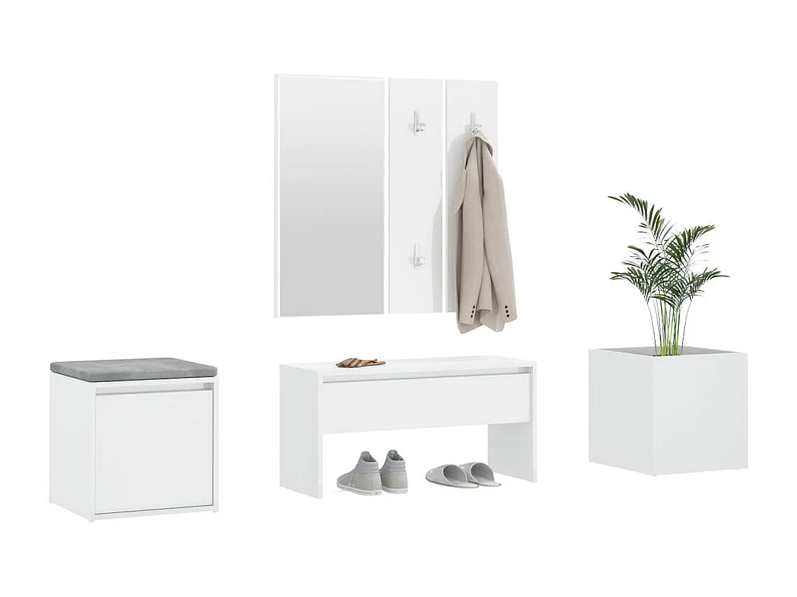 Ensemble de meubles de couloir Blanc brillant Bois d'ingénierie