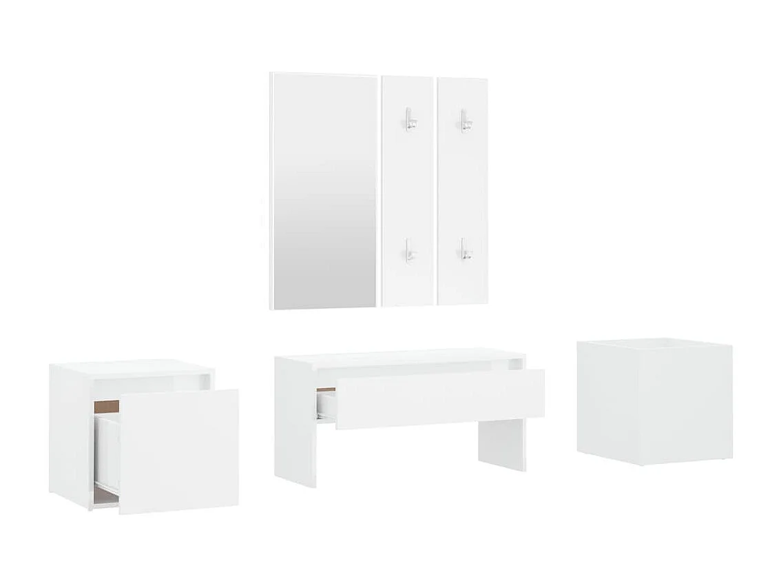 Ensemble de meubles de couloir Blanc brillant Bois d'ingénierie