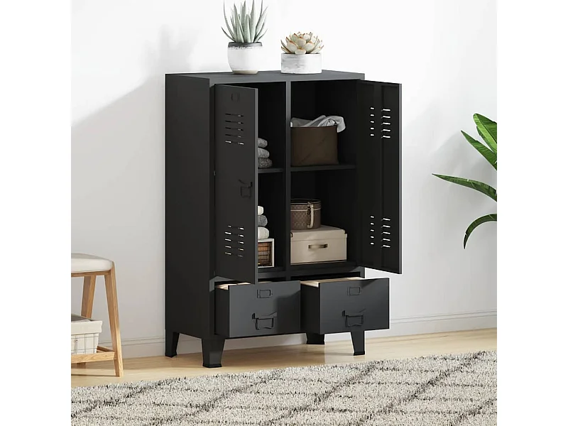 Kleiderschrank Metall Industrie-Stil 67 x 35 x 107 cm Schwarz