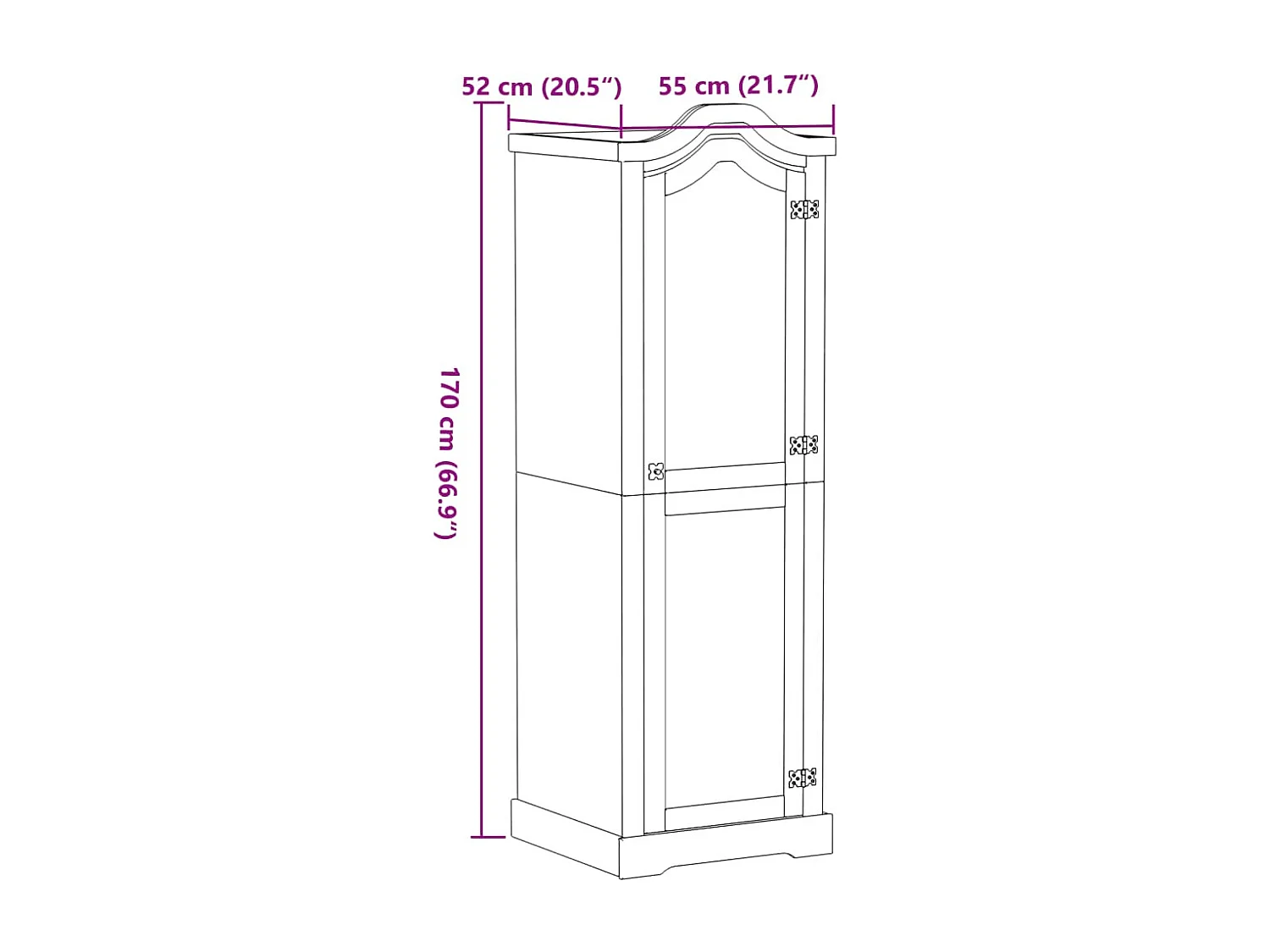 Armario Corona madera maciza de pino 55x52x170 cm