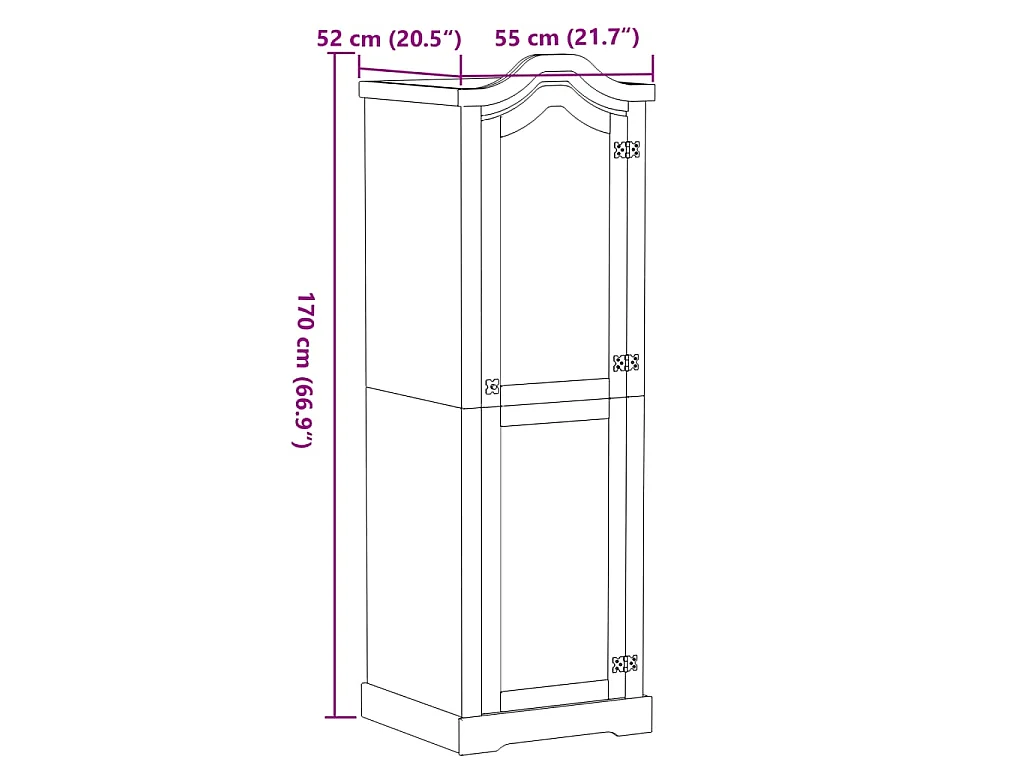 Kleiderschrank Corona 55x52x170 cm Massivholz Kiefer